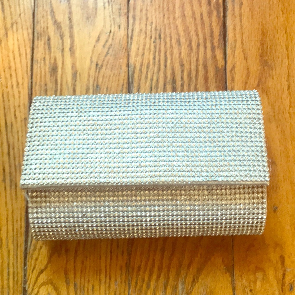Silver crystal clutch